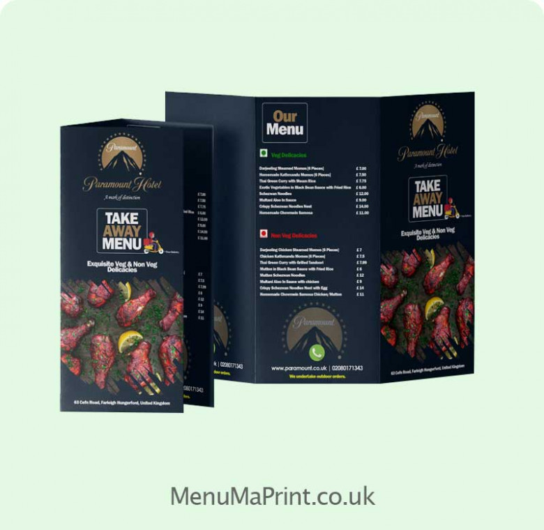 A4 Folded Menu/Leaflets Printing - A4 Takeaway Menu | MenuMa Print
